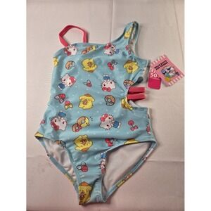 Hello Kitty Girls One Piece Swimsuits Blue Sanrio NWT Size 7/8